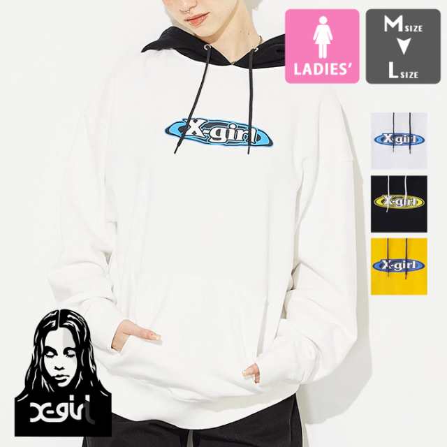 「 X-girl エックスガール 」 FOAM PRINT OVAL LOGO SWEAT HOODIE X-girl 2トーン オーバルロゴ スウェット パーカー 105224012017 / x-g