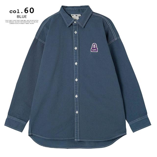 「 X-girl エックスガール 」 FACE EMBROIDERY SHIRT X-girl フェイス 刺繍 長袖シャツ 105231014004 / X-girl シャツ 長袖シャツ ワークシャツ FACEロゴ 刺繍 ワンポイント オーバーサイズ ビッグシャツ ストリート カジュアル 23SPRING ※ X-girl エックスガール 」 FACE EMBROIDERY SHIRT X-girl フェイス