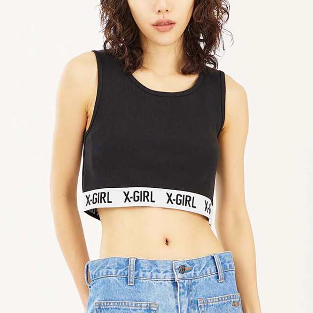 X-girl エックスガール 」 LOGO TANK TOP X-girl ショート丈 ロゴ