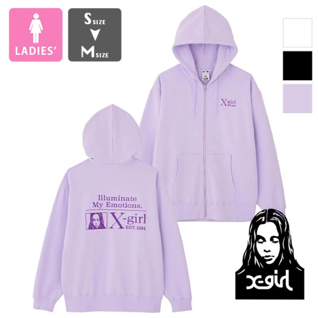「 X-girl エックスガール 」 MY EMOTIONS ZIP UP SWEAT HOODIE X-girl マイエモーション ジップアップ スウェット 105233012003 / x-girl エックスガール パーカー フーディ ジップパーカー ジップアップ フェイス ロゴ セットアップ 裏毛 レディース 2023AW ※