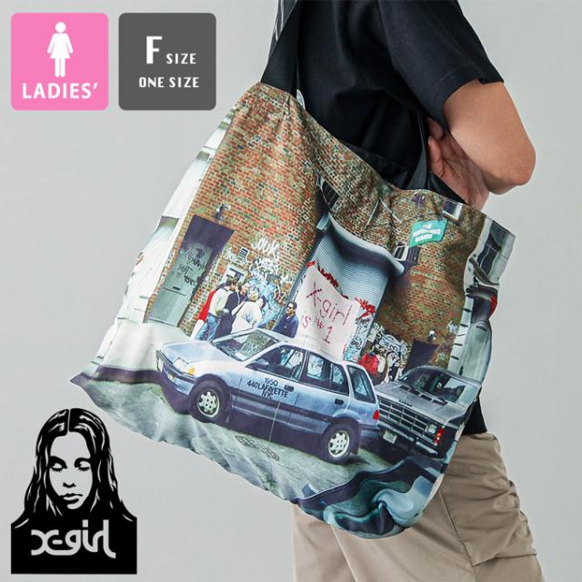 「 X-girl エックスガール 」 X-girl BIG TOTE BAG ビッグ トート バッグ 105242053007 / X-girl エックスガール トート バッグ ビッグ カバン /