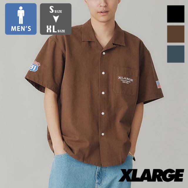 「 XLARGE エクストララージ 」 OLD PICK UP TRUCK S/S WORK SHIRT XLARGE 半袖 ワークシャツ 101241014003 / xlarage ワークシャツ 半袖シャツ エクストララージ シャツ 半袖 開襟 刺繍 カジュアル バックプリント ロゴ グラフィック ワッペン 2024SUMMERの通販は