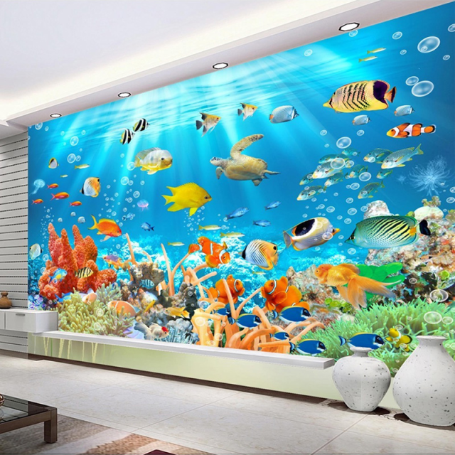 ３d 壁紙 1ピース 1m2 自然風景 海中 熱帯魚 サンゴ インテリア 装飾