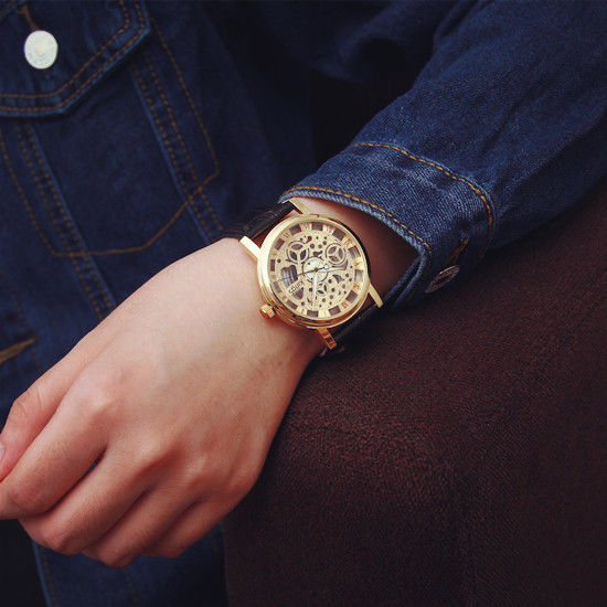 腕時計 メンズ スケルトン クォーツ ローマ数字 カジュアル ゴールド シルバーの通販はau Pay マーケット 吉田里山研究所 Au Pay マーケット店