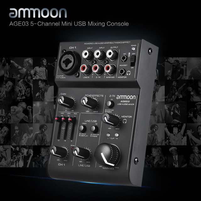 ミキサー Ammoon Age03 Usbオーディオインターフェイス ミニ マイク 5チャネル 内蔵エコーエフェクト Djの通販はau Pay マーケット 吉田里山研究所 Au Pay マーケット店