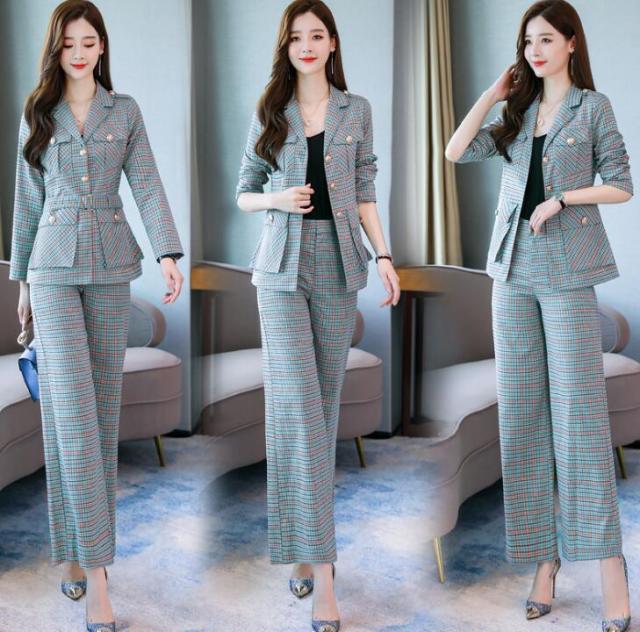 フォーマルスーツ 2点セット ジャケット ベルト付き パンツスーツ チェック柄 レディーススーツ ワイドパンツ セットアップ セレモニー の通販はau Pay マーケット 日尾商店