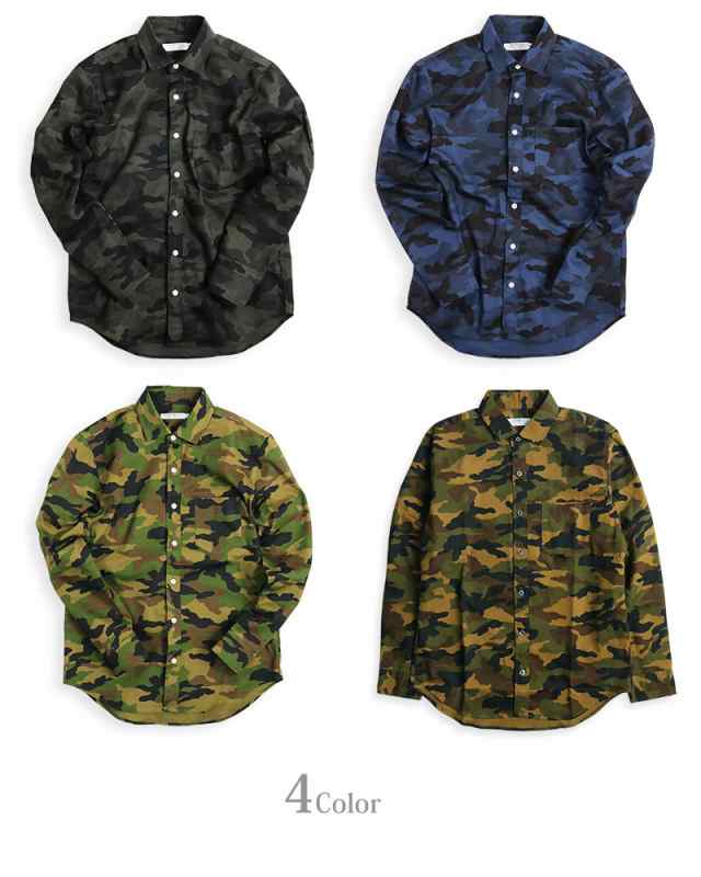 vintage el 日本製 迷彩柄 長袖シャツ メンズ アウトドア CAMP