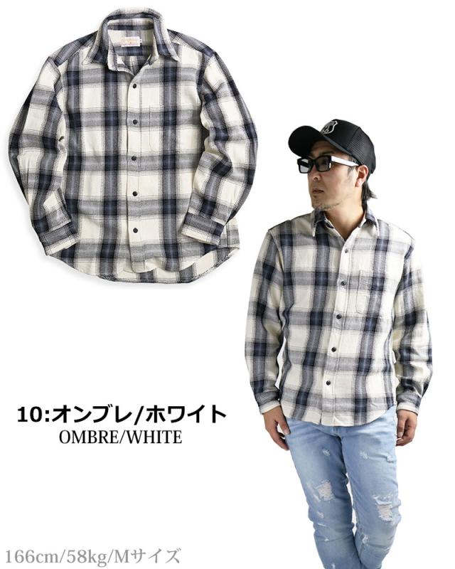 日本製 チェックシャツ メンズ 厚手 ネルシャツ 長袖シャツ ビエラシャツ オンブレチェック バッファローチェック ヘヴィウエイト アメカジ 秋冬 QUINTETTO クインテット_15