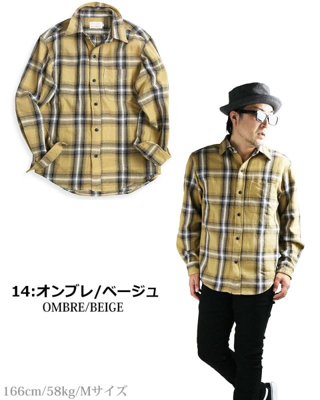 日本製 チェックシャツ メンズ 厚手 ネルシャツ 長袖シャツ ビエラシャツ オンブレチェック バッファローチェック ヘヴィウエイト アメカジ 秋冬 QUINTETTO クインテット_16