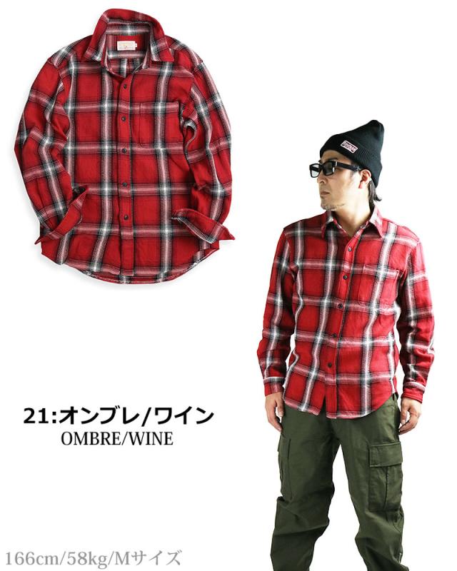 日本製 チェックシャツ メンズ 厚手 ネルシャツ 長袖シャツ ビエラシャツ オンブレチェック バッファローチェック ヘヴィウエイト アメカジ 秋冬 QUINTETTO クインテット_17