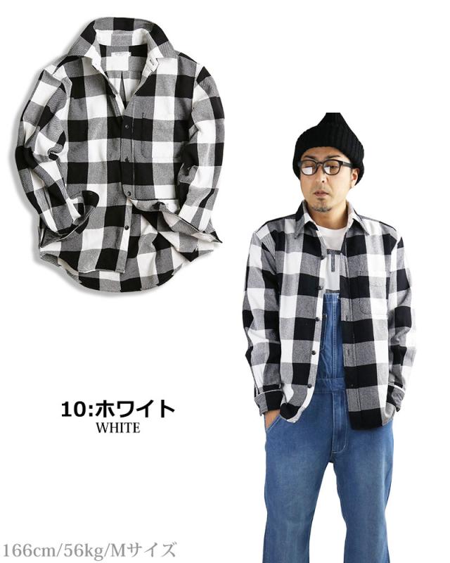 日本製 チェックシャツ メンズ 厚手 ネルシャツ 長袖シャツ ビエラシャツ オンブレチェック バッファローチェック ヘヴィウエイト アメカジ 秋冬 QUINTETTO クインテット_10
