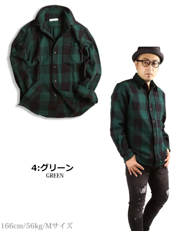 日本製 チェックシャツ メンズ 厚手 ネルシャツ 長袖シャツ ビエラシャツ オンブレチェック バッファローチェック ヘヴィウエイト アメカジ 秋冬 QUINTETTO クインテット_12