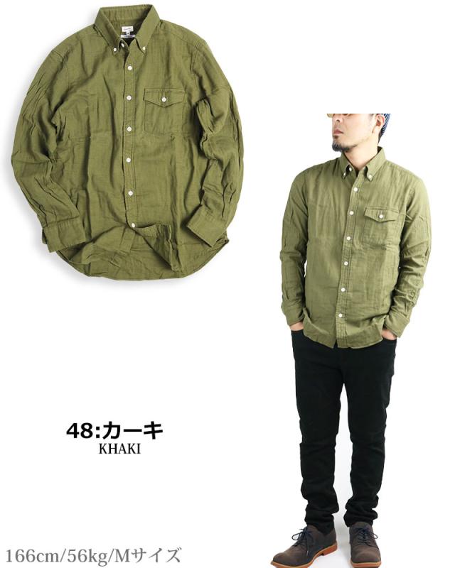 日本製 長袖シャツ ダブルガーゼ シャツ メンズ 長袖 国産 綿100% ボタンダウンシャツ カジュアル メンズファッション 春用 春服_11