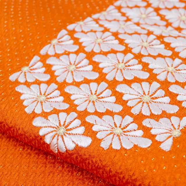 正絹 振袖 帯揚げ 刺繍 菱菊柄 渋めオレンジ 成人式 着物の通販はau Pay マーケット キモノカフェ