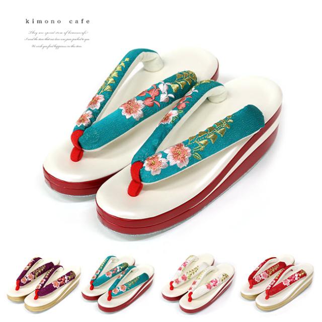 振袖 草履 桜と藤の刺繍 華やか 可愛い 厚底 大きい 痛くない 成人式 レディース 刺繍 花 レトロ ママ振袖 卒業式 袴 結婚式 和婚白 コバルト 赤 紫 フリーサイズ LLサイズの通販は 10,000円