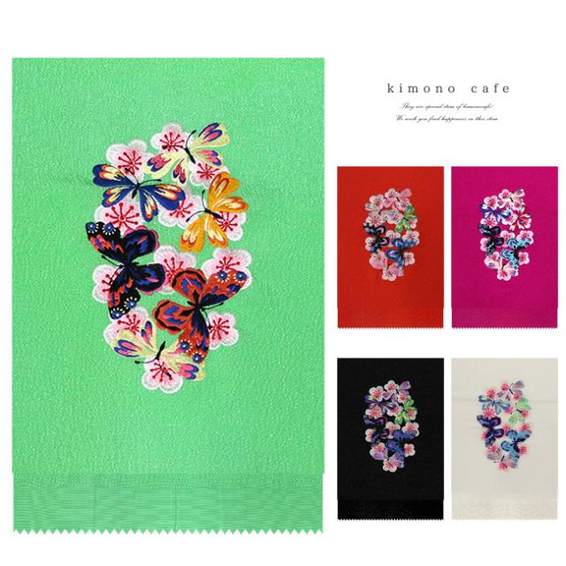 振袖用帯揚げ 蝶々の刺繍のカラフルな帯揚げ 帯揚 帯揚げ 振袖用 成人式 派手 正絹 縮緬 金ラメ 可愛い 個性的の通販は帯揚げ
