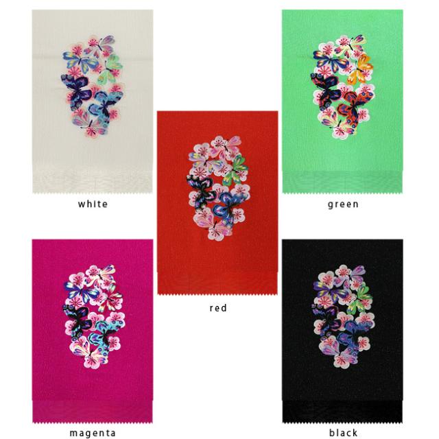 振袖用帯揚げ 蝶々の刺繍のカラフルな帯揚げ 帯揚 帯揚げ 振袖用 成人式 派手 正絹 縮緬 金ラメ 可愛い 個性的の通販は