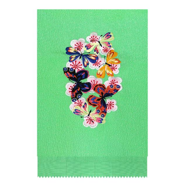 振袖用帯揚げ 蝶々の刺繍のカラフルな帯揚げ 帯揚 帯揚げ 振袖用 成人式 派手 正絹 縮緬 金ラメ 可愛い 個性的の通販は