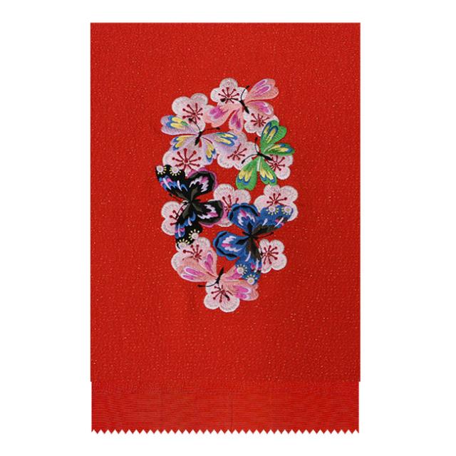 振袖用帯揚げ 蝶々の刺繍のカラフルな帯揚げ 帯揚 帯揚げ 振袖用 成人式 派手 正絹 縮緬 金ラメ 可愛い 個性的の通販は
