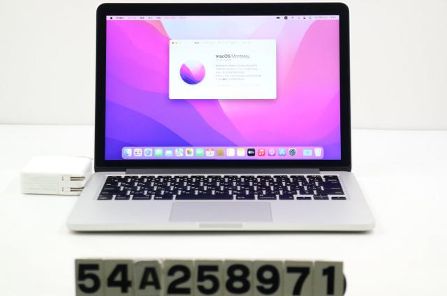 Apple MacBook Pro Retina 13in Early 2015 A1502 Core i5 5287U 2.9GHz/16GB/128GB/WQXGA(2560x1600)/macOS Montrrey 【中古】