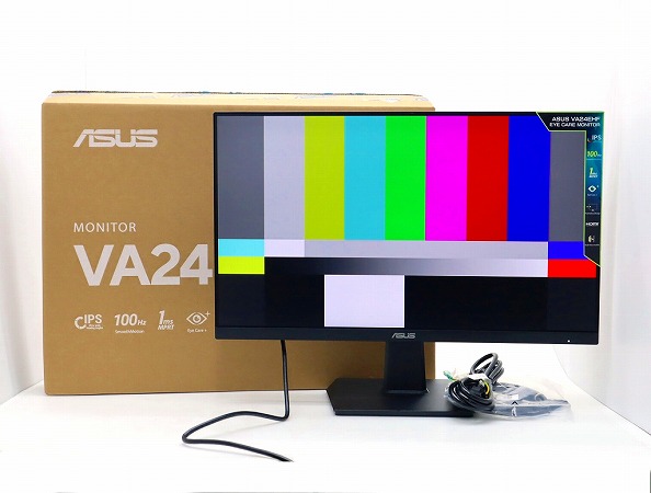【新古品】ASUS VA24EHF-P 23.8インチ非光沢IPSパネル フルHD 1920x1080ドット HDMI入力 ゲーミングディスプレイ 100Hz 中古
