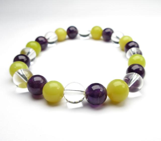 ヒーラーライト&ブラックアメジスト&クォーツ 8mm ブレスレット 浄化と