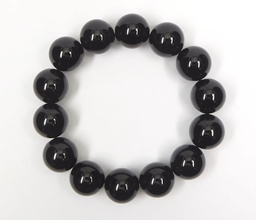 AAAモリオン ( 黒水晶 ) 14mm ブレスレット チベット産 究極の破邪の石 b1morion009