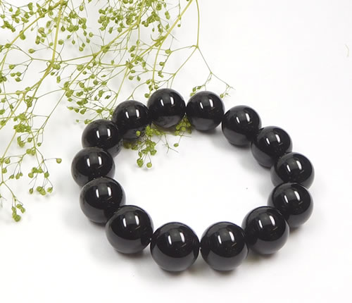 AAAモリオン ( 黒水晶 ) 14mm ブレスレット チベット産 究極の破邪の石 b1morion009