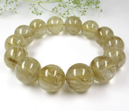 ルチル入りクォーツ16mm玉 ブレスレット Brutile218
