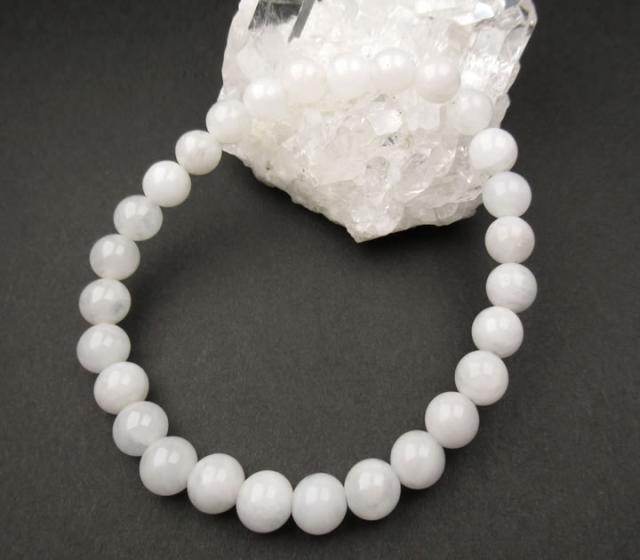 アゾゼオ ホワイトアゼツライト 6mm ブレスレット H&E社証明書付