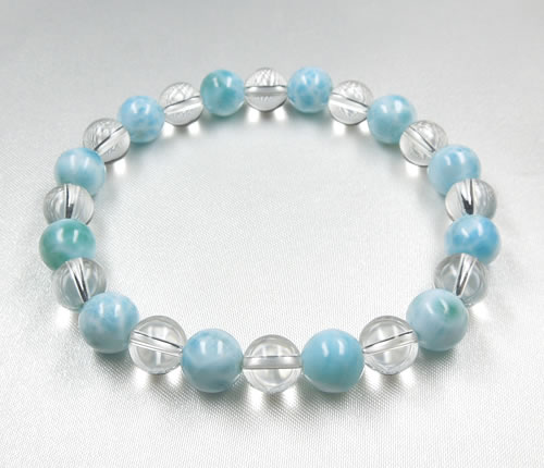 AAAラリマー8mm&クォーツ8mmブレスレット B1larimar002