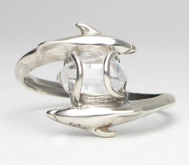 ハーキマーダイヤ 原石リング ドルフィンリング 12号 H&E社  ドリームクリスタル 天然石 パワーストーン ha207r007