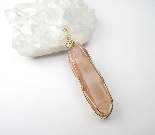 みとのへや ピンクレムリアンシード クリスタル 14KGFペンダント ヒーリング