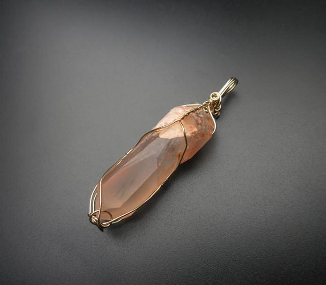 ピンクレムリアンシード クリスタル 14KGFペンダント ヒーリング 透明