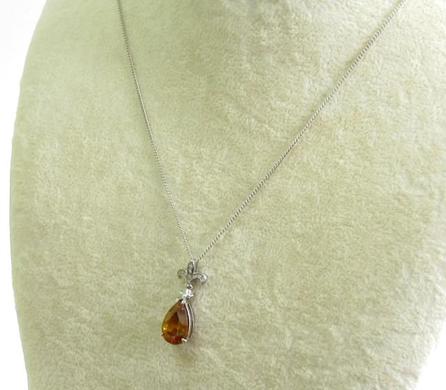 スファレライト 7.3ct ペア デザイン ペンダント シルバー925 ロジウムメッキ加工 キュービックジルコニア スペイン産 生命力と成功、金運 P1spha037_5