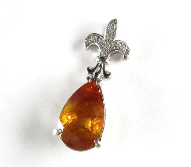 スファレライト 7.3ct ペア デザイン ペンダント シルバー925 ロジウムメッキ加工 キュービックジルコニア スペイン産 生命力と成功、金運 P1spha037