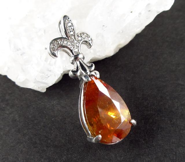 スファレライト 7.3ct ペア デザイン ペンダント シルバー925 ロジウムメッキ加工 キュービックジルコニア スペイン産 生命力と成功、金運 P1spha037_1