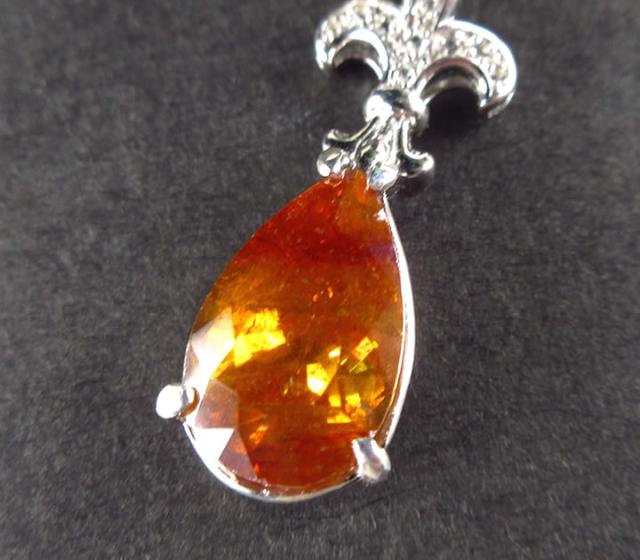 スファレライト 7.3ct ペア デザイン ペンダント シルバー925 ロジウムメッキ加工 キュービックジルコニア スペイン産 生命力と成功、金運 P1spha037_3