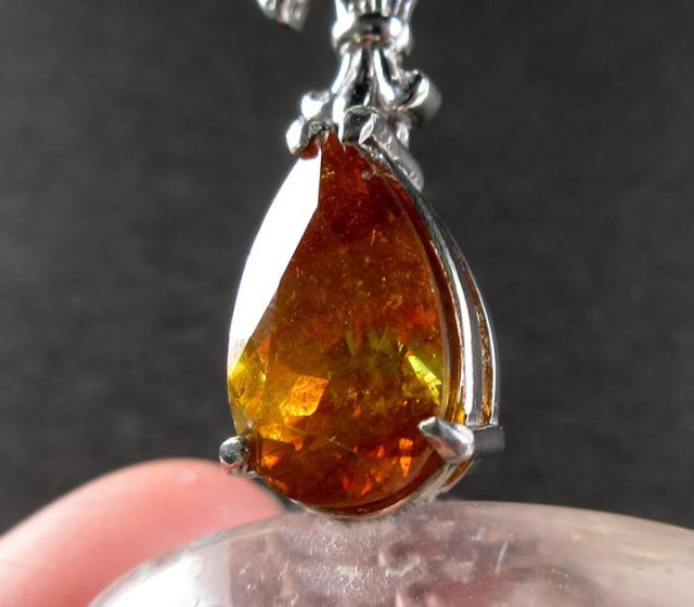 スファレライト 7.3ct ペア デザイン ペンダント シルバー925 ロジウムメッキ加工 キュービックジルコニア スペイン産 生命力と成功、金運 P1spha037_2