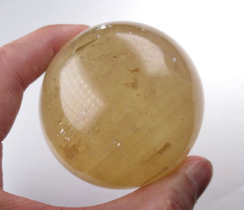 ゴールデンカルサイト　丸玉　約72㎜　スフィア ゴールデンカルサイト 65mm スフィア 丸玉 396g 虹あり