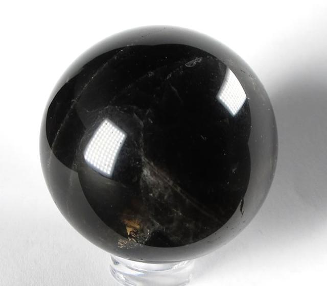 モリオン 黒水晶 41mm スフィア 丸玉 虹あり 天然石 究極の破邪の石 壮大