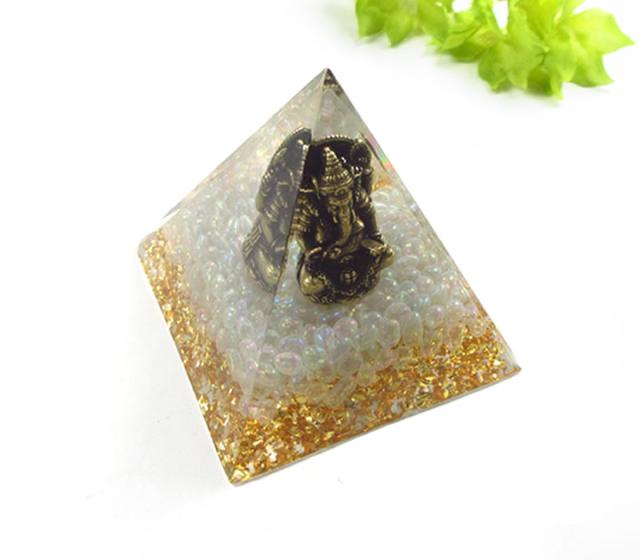 オルゴナイト ピラミッド オーラクォーツ ガネーシャ神像 天然石 浄化