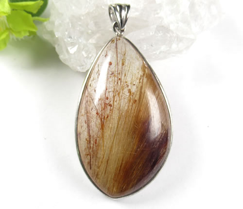 AAルチル入りクォーツ ペンダント シルバー925豊かさ 繁栄 金運 成功 財運 真の富裕 rutile082