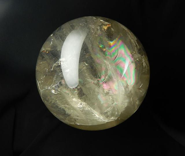 125mmスモーキークォーツスフィア丸玉虹あり 虹のニケ女神と大天使