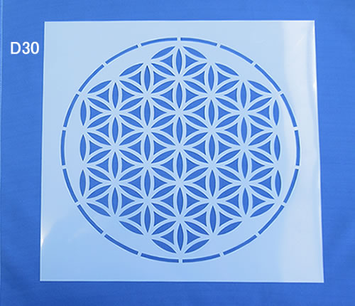 ステンシルシート図柄30cm フラワーオブライフ 神聖幾何学図形 クラフト 型 ペイント インテリア stenfD30
