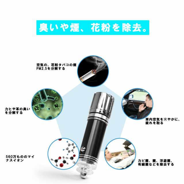 マイナスイオンのパワーで車内を消臭 空気清浄機 イオン発生器 シガー