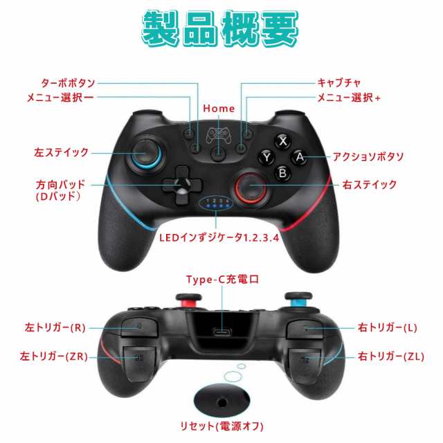 Switch コントローラー ワイヤレス プロコン スイッチ Proコントローラー ジャイロセンサー Turbo機能 振動 無線 交換コントローラー Swiの通販はau Pay マーケット Kuristore