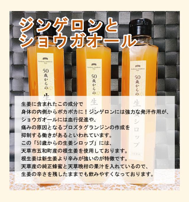 【父の日】 熊本県 天草市 食の天草にじ50歳からの生姜シロップ 5倍希釈 3本天草産の天草晩柑 根生姜 純正蜂蜜使用 送料無料【飲料 野菜 ジュース ギフト】_5