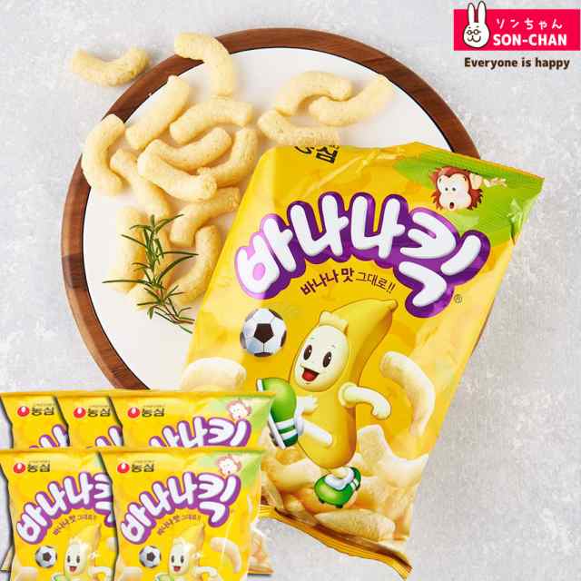 Snsで話題のお菓子 韓流スターも大好きで食べる韓国スナック菓子 バナナキック 75gｘ５個 の通販はau Pay マーケット ソンちゃん