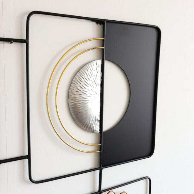 アイアン壁掛けウォールアート ブラックシルバー アートパネル（641